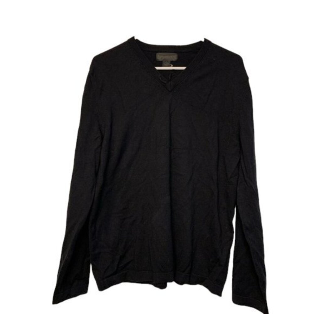 Men's Express Black V-Neck Pullover Sweater Size Large GUC #2060